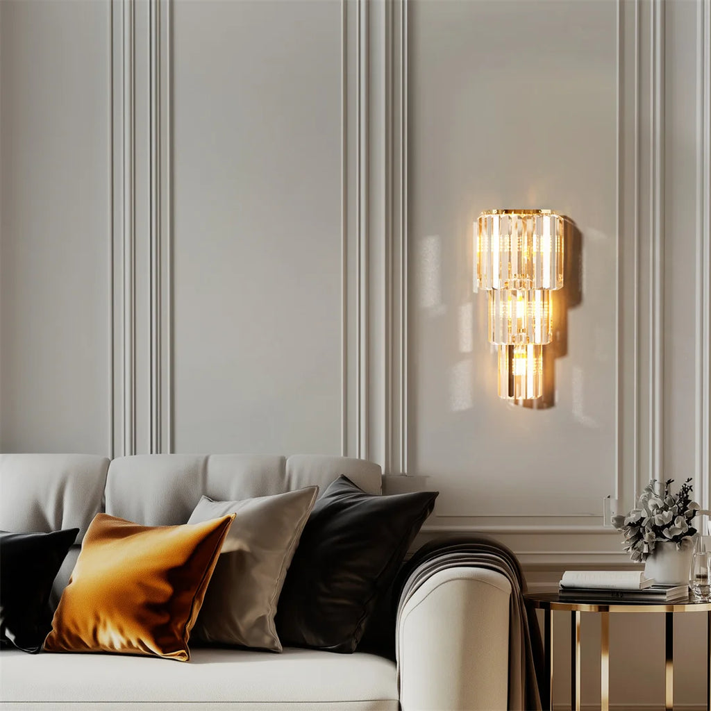Crystal Wall Lamp 3-Layer Crystal Sconce Light E14 LED Corn Lights