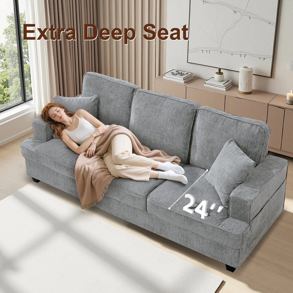 89" Cloud Couch Sofa in Chenille, Extra Comfy Soft 3-Seater