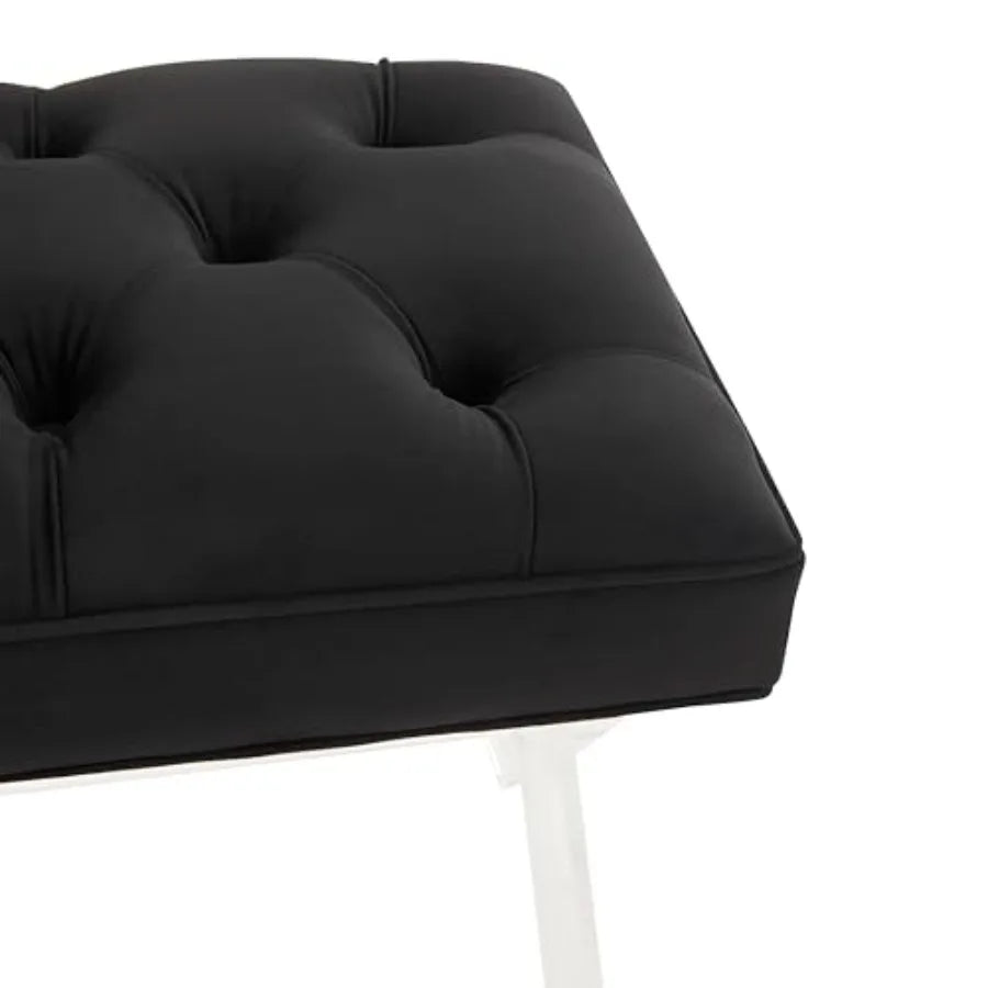 SAFAVIEH Couture Collection 48" Tourmaline Black Velvet Tufted, Acrylic X-Leg
