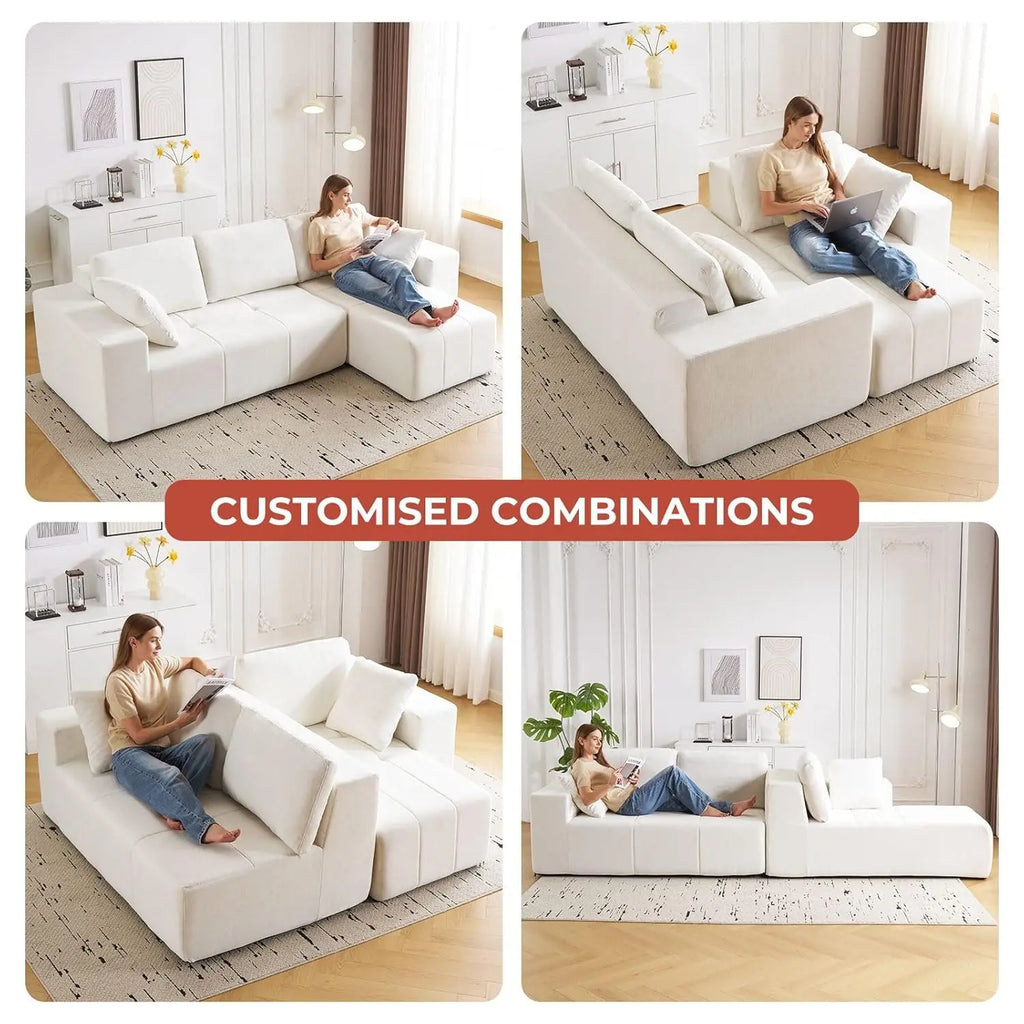105" Boneless Cloud Chenille Upholstered L-Shape Sofa with Chaise
