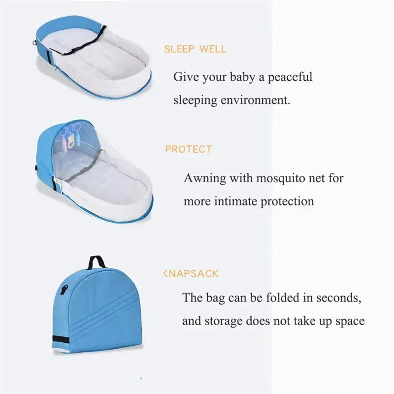 Portable Newborn Bed - Bionic Isolation Travel Crib, Foldable Anti-Stress Bassinet