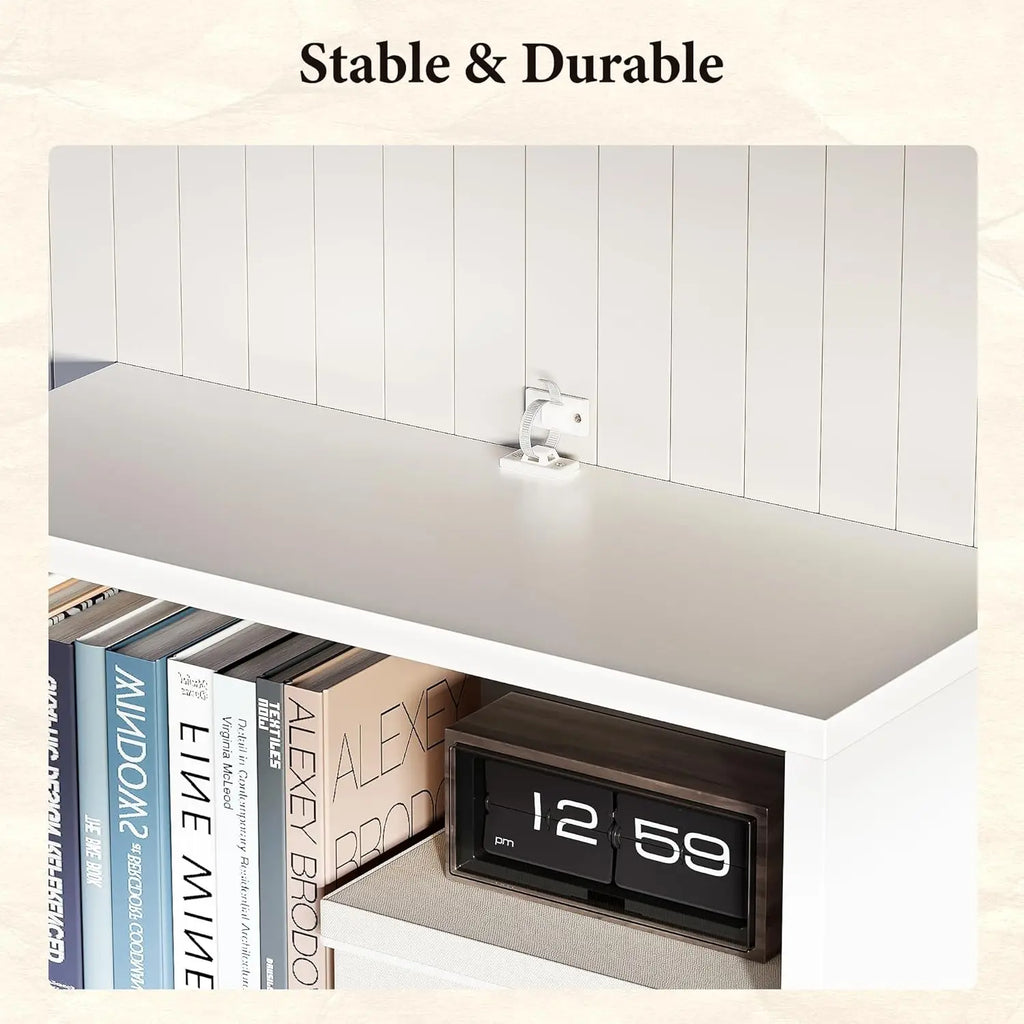 Set of 2, 71.5" 6-Tier Wooden Bookcase, Cabinet Doors,