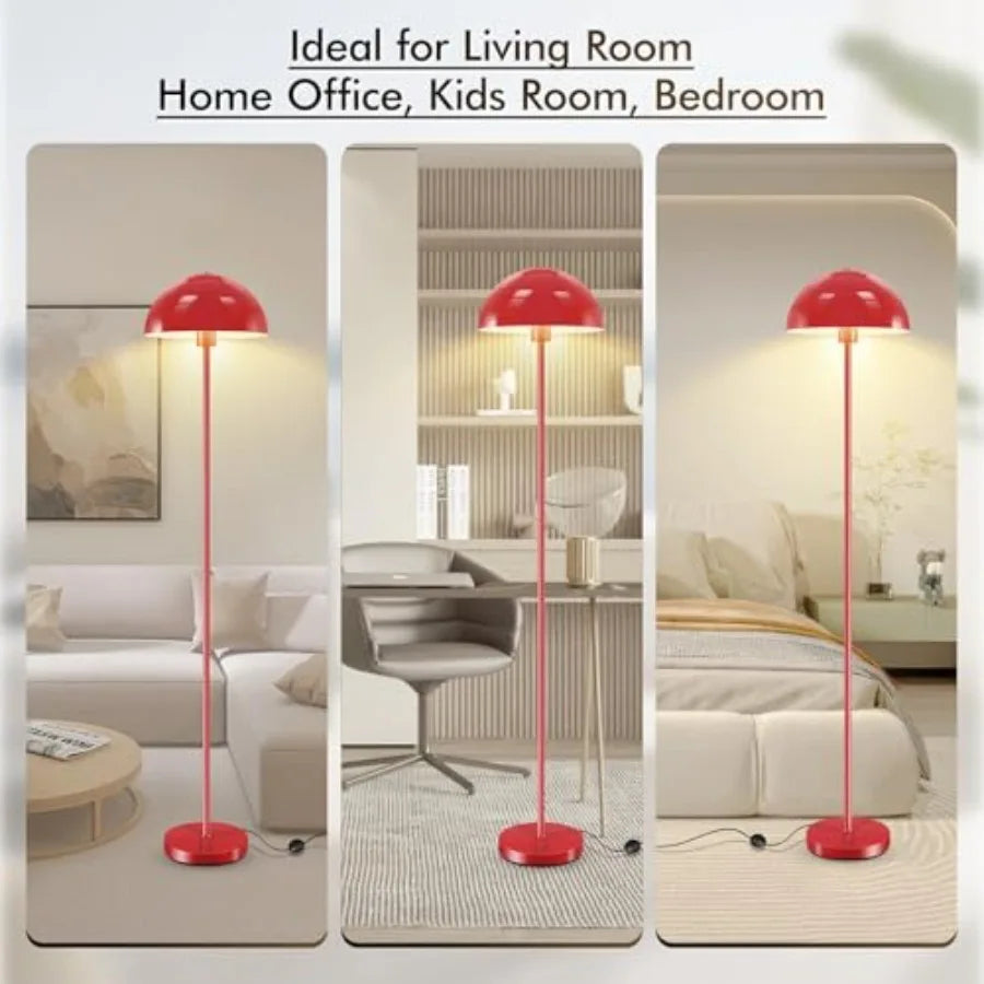 Industrial Floor Lamp, 65.6IN Retro Mushroom Dome Shade, Whole Metal