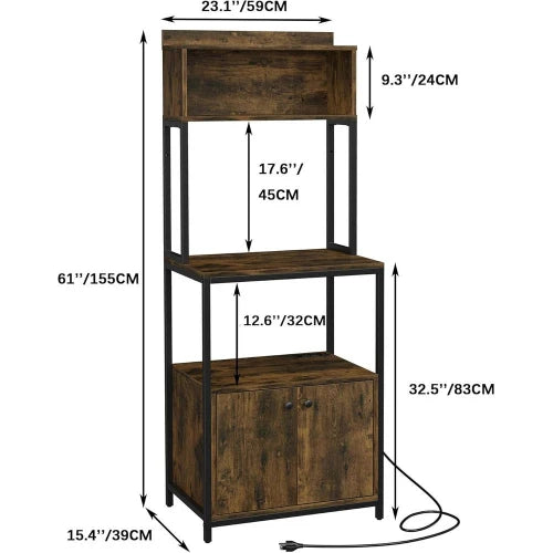 5-Tier Kitchen Bakers Rack Power Outlet, Microwave Oven Stand, Storage