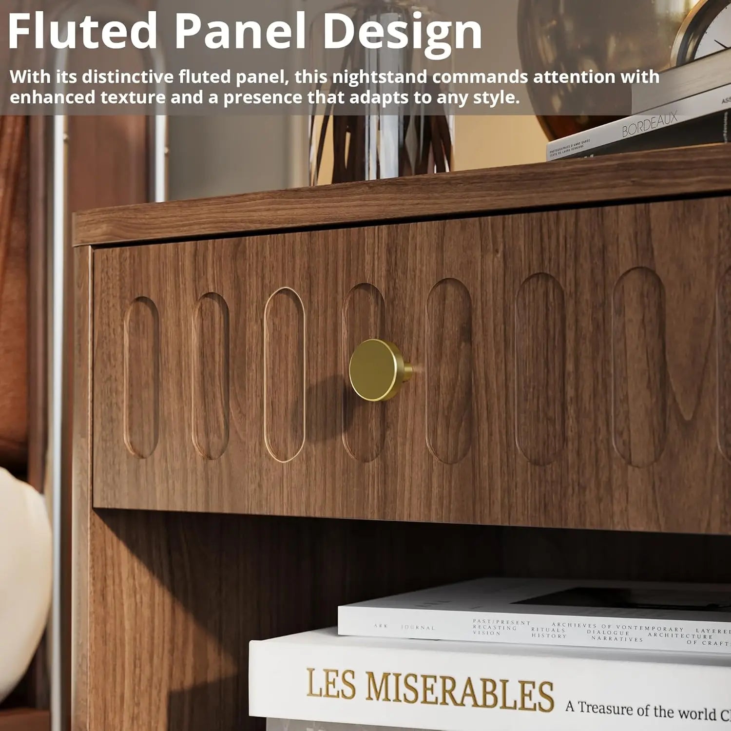 End Table, Drawer, Open Shelf, Charging Station, Capped Legs