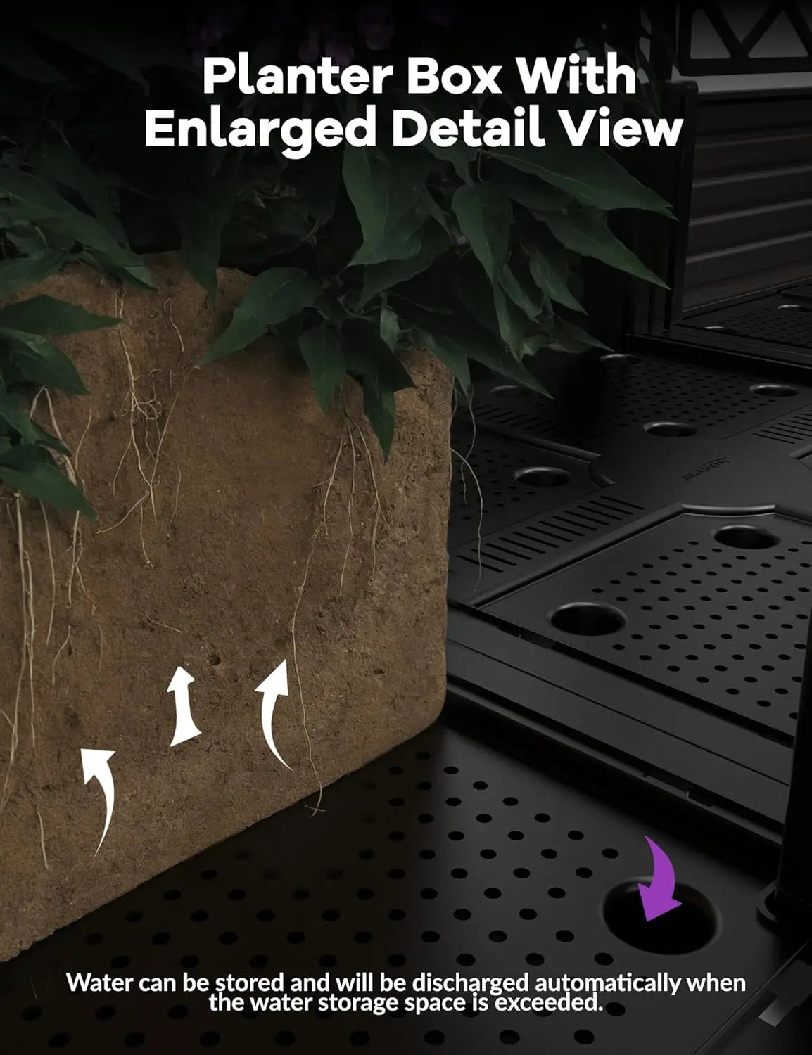 Plastic  5.25' Tall Planter Boxes w/Trellis, Raised Garden Bed, Drainage
