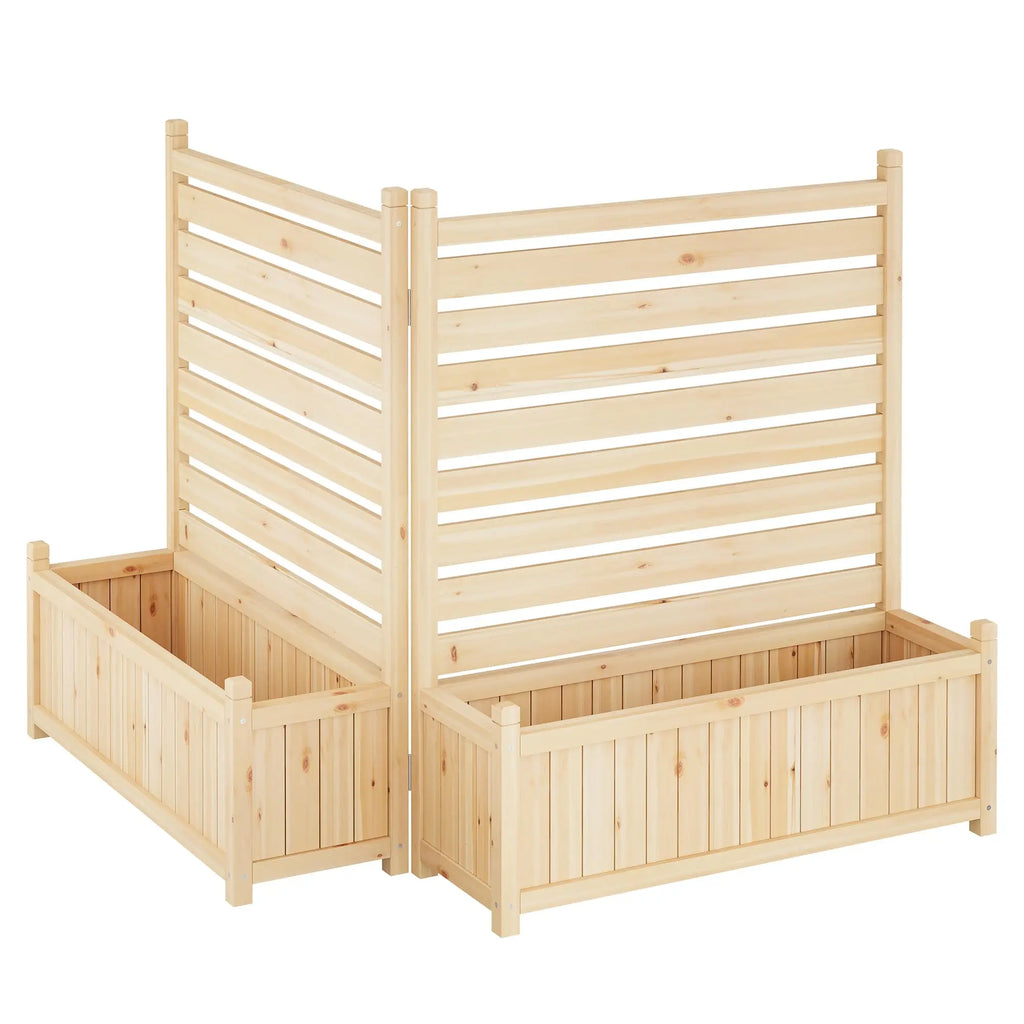 Planter w/Trellis Wooden Raised Bed, Privacy Fence Panels