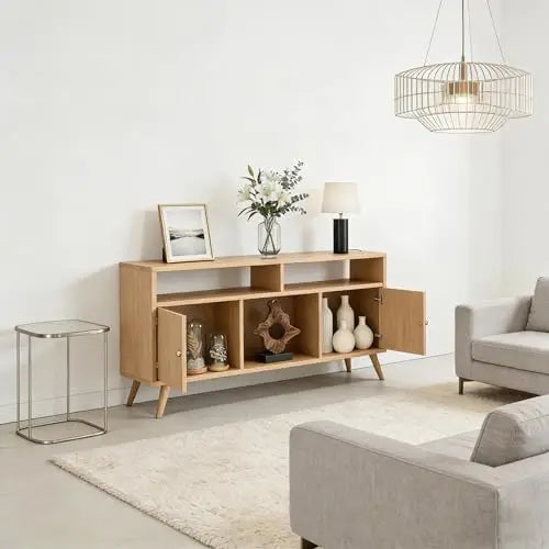 Modern Wooden TV Console For 40-65-Inch TV's, With 2 Cabinets