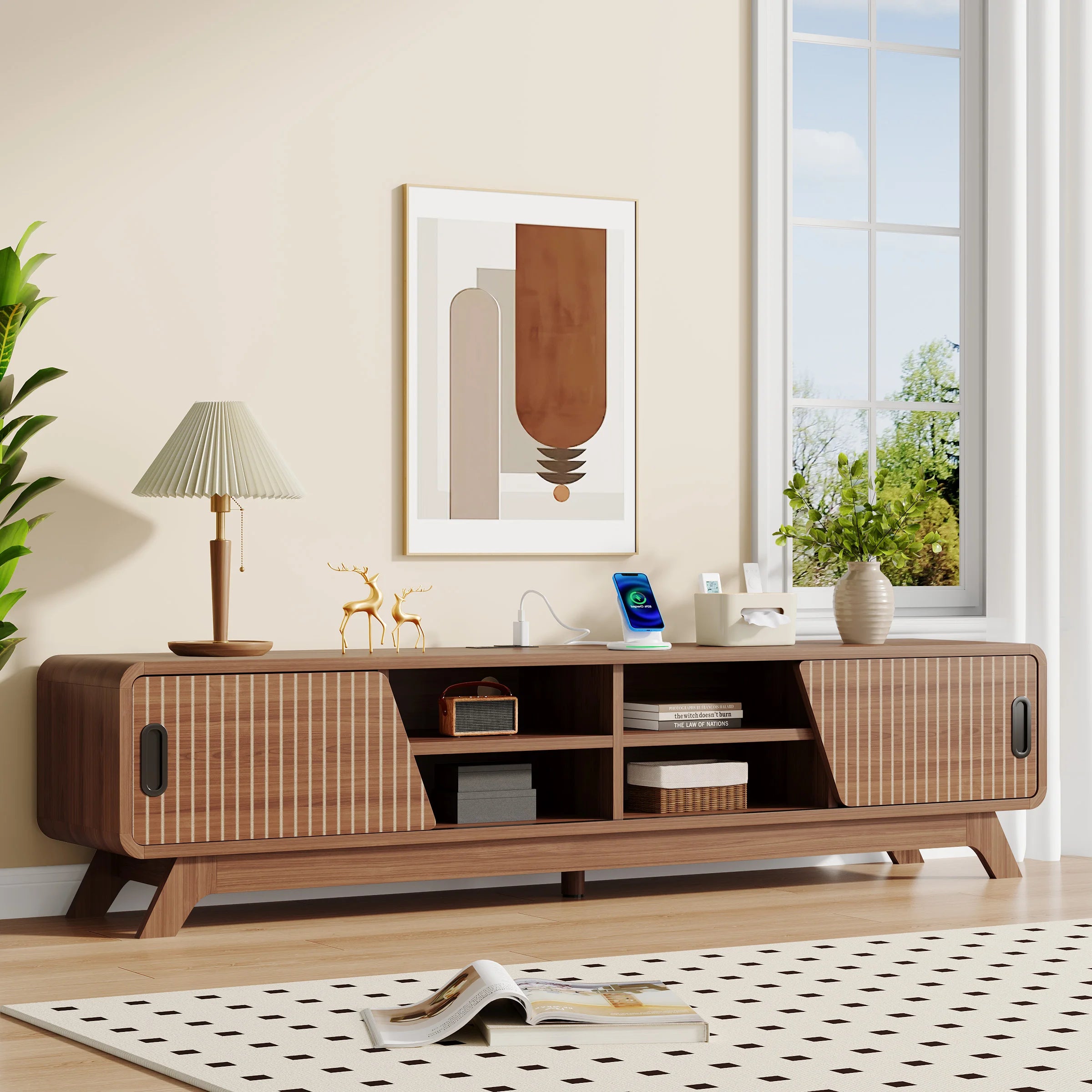 TV Stand, Storage, Shelves, Sliding Doors, American Standard Charging Station