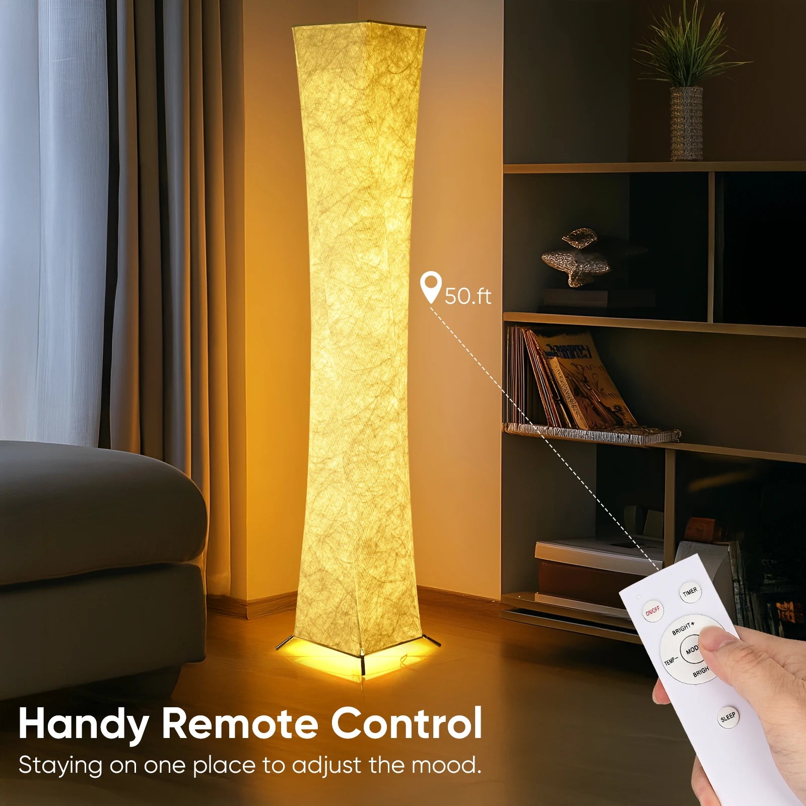 52" Soft Light Floor Lamp, Warm Light 3000K LED Fabric