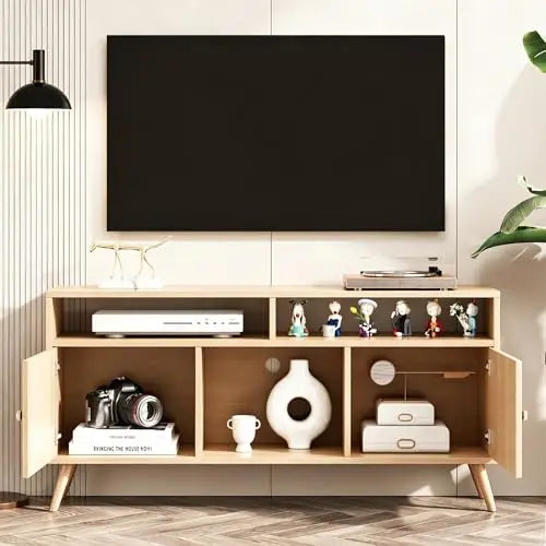 Modern Wooden TV Console For 40-65-Inch TV's, With 2 Cabinets