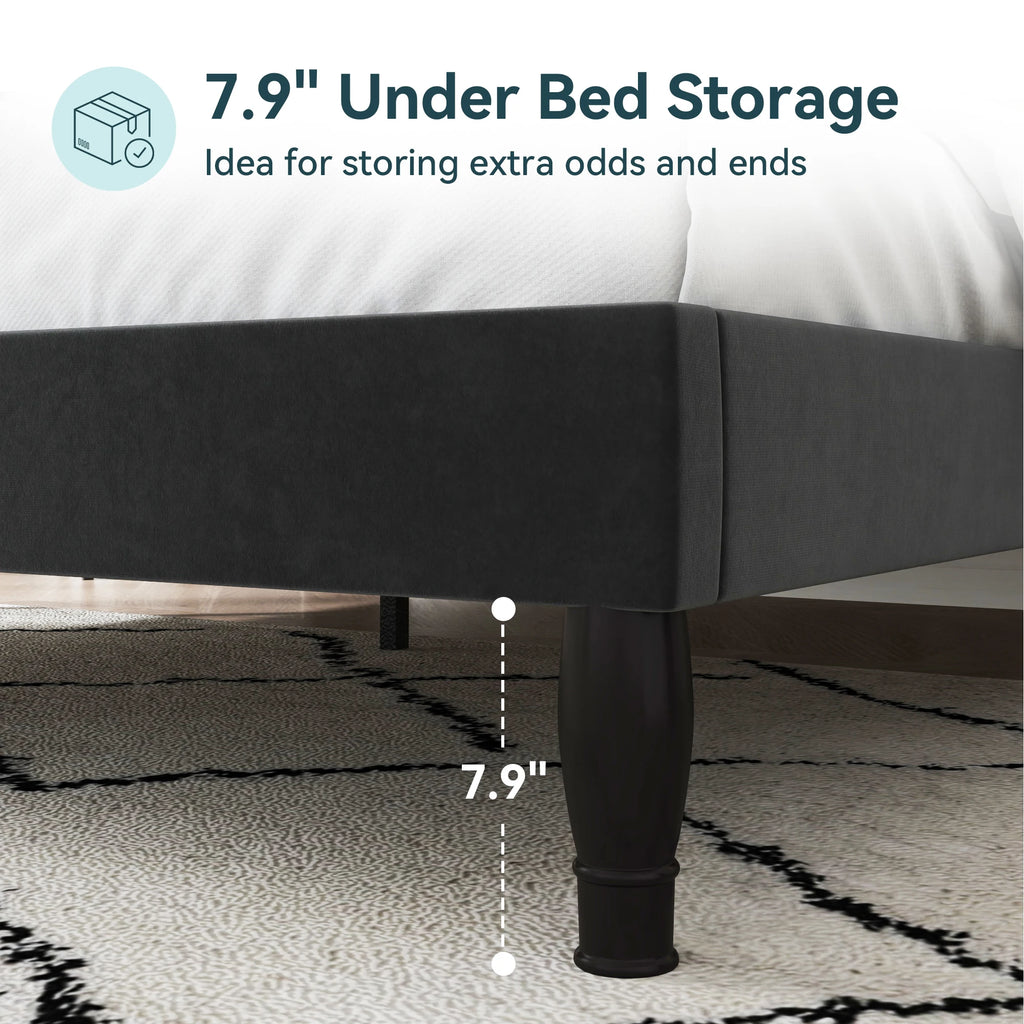 Full/Queen/King Velvet Diamond Tufted Upholstered Adjustable Headboard, Platform Bed Frame