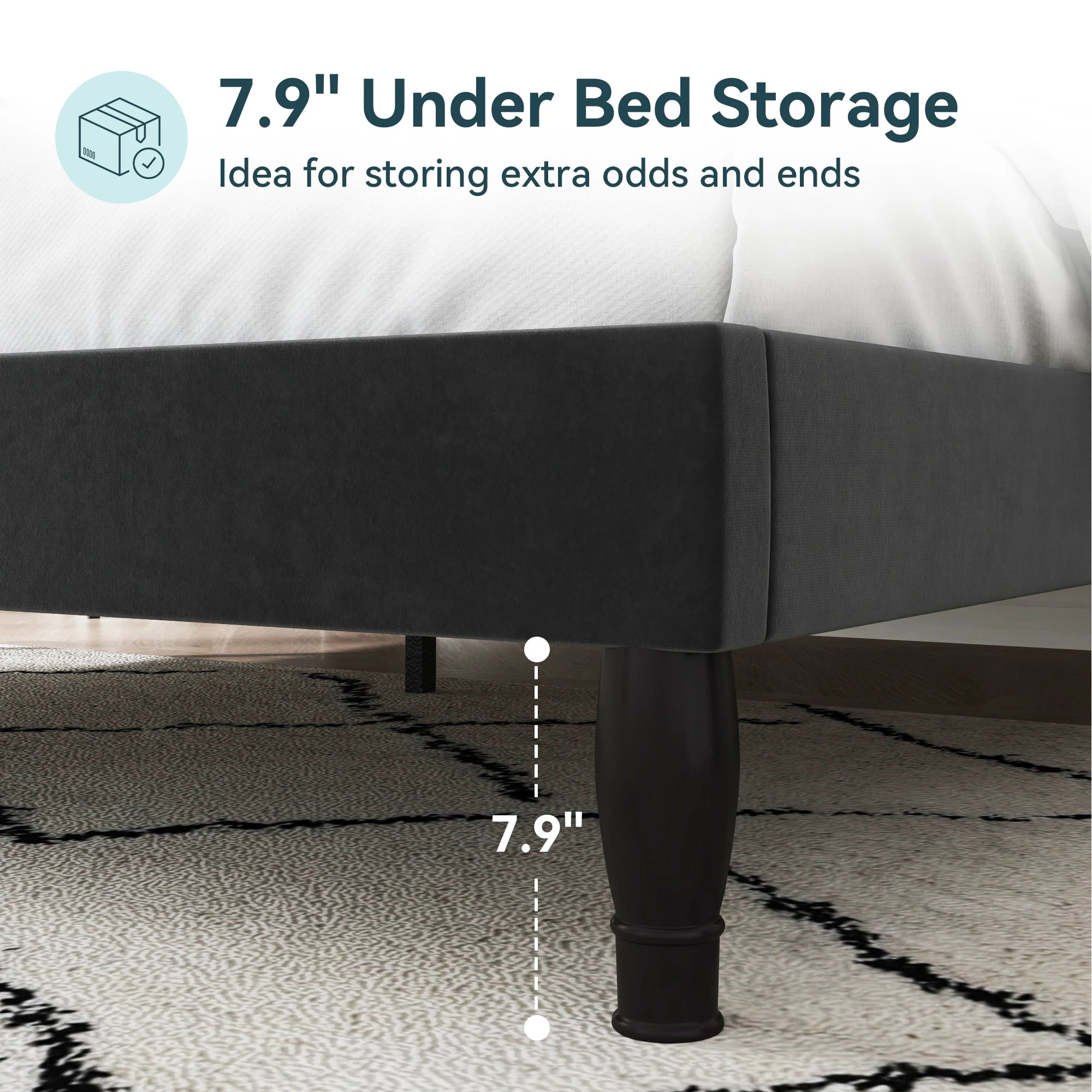 Full/Queen/King Velvet Diamond Tufted Upholstered Adjustable Headboard, Platform Bed Frame