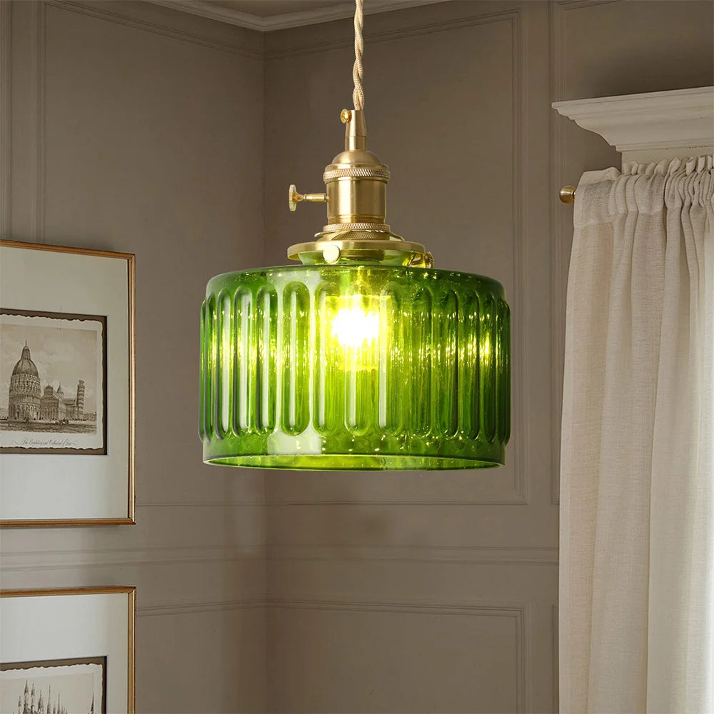 LED Crystal Pendant Light Green Chandelier Modern Hanging Ceiling Lamp