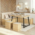 43Inch 5-Piece Corner Dining Table Set,  w/Bench Hidden Storage, 2 Ottomans