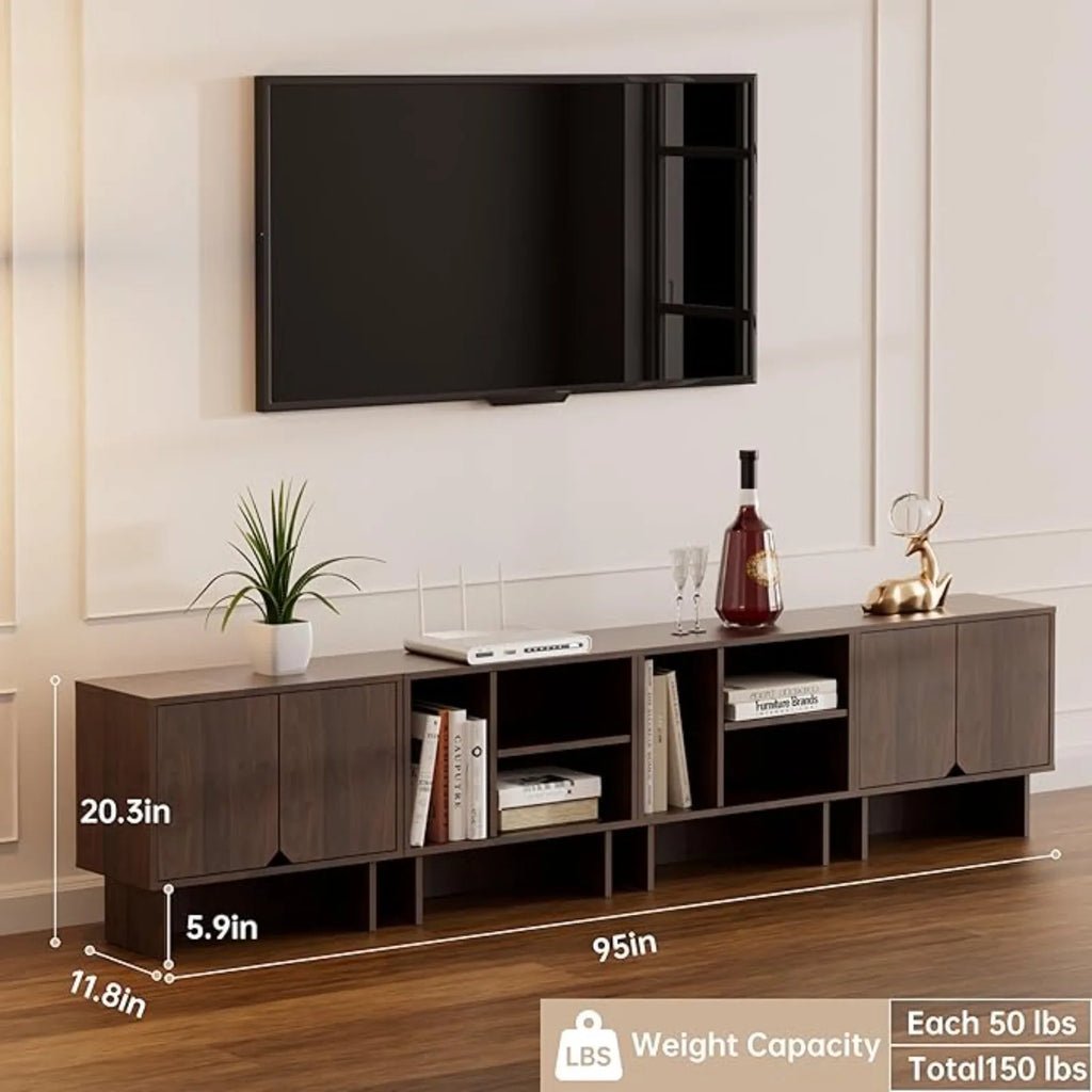 Entertainment Center for Up to 100in TV, Storage, Adjustable Shelves,  4 Pieces