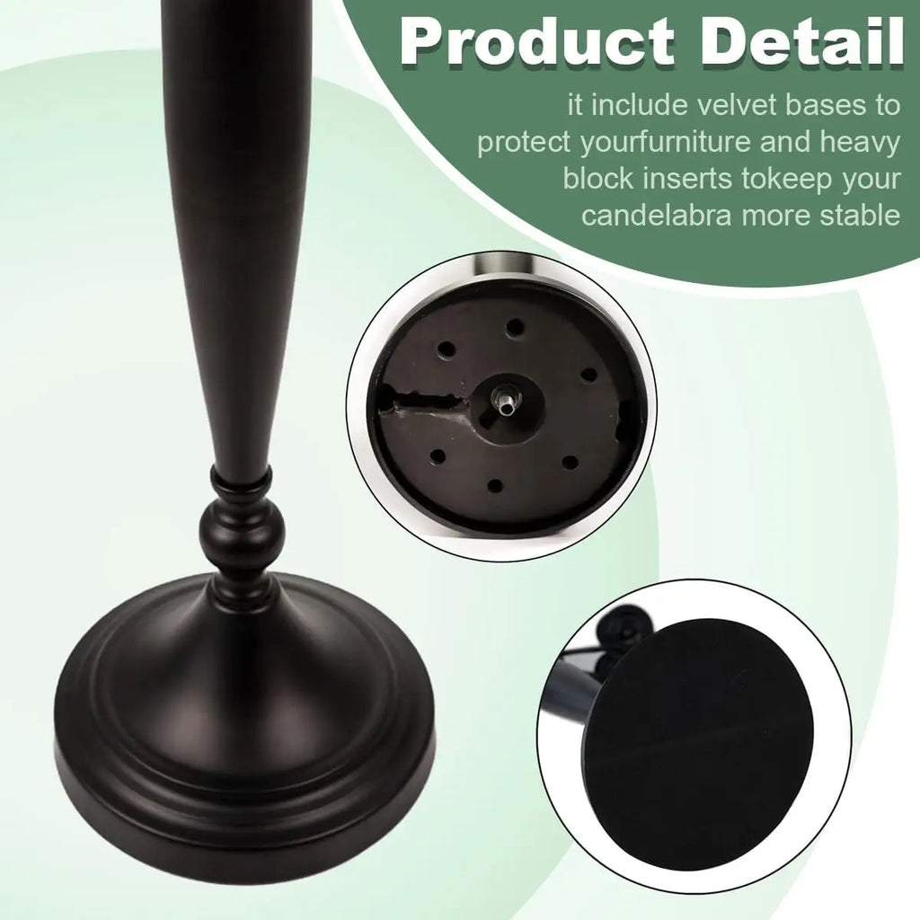 5-Arm Black Candelabra For Table Centerpiece, 28.54 inches Tall