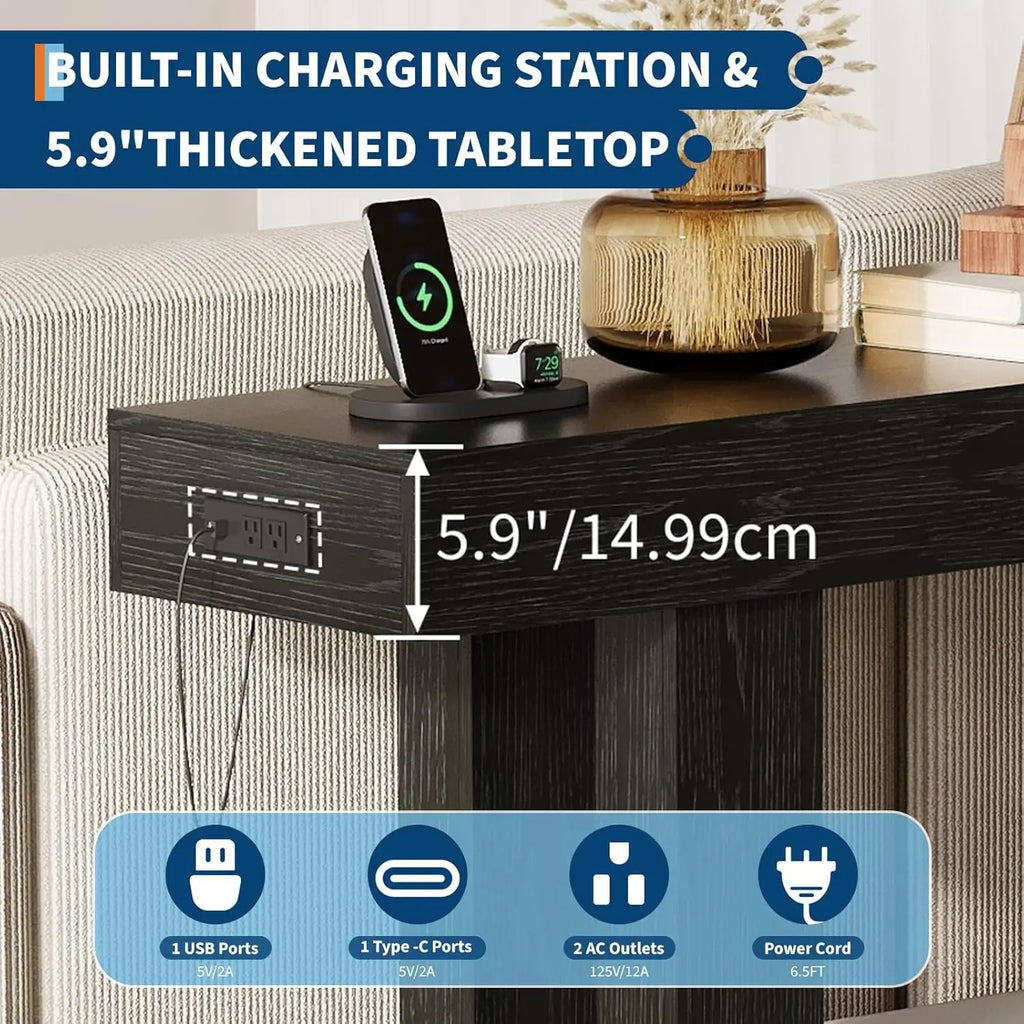 Rustic Console Table Power Outlet