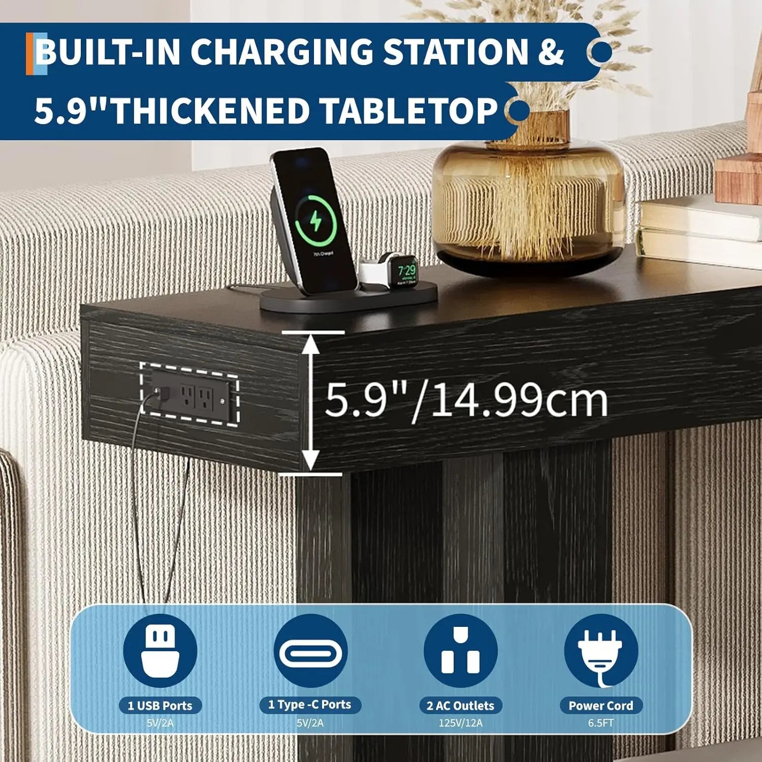 Rustic Console Table Power Outlet