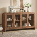 59" Sideboard Buffet Cabinet Storage, Adjustable Shelves 4 Glass Doors