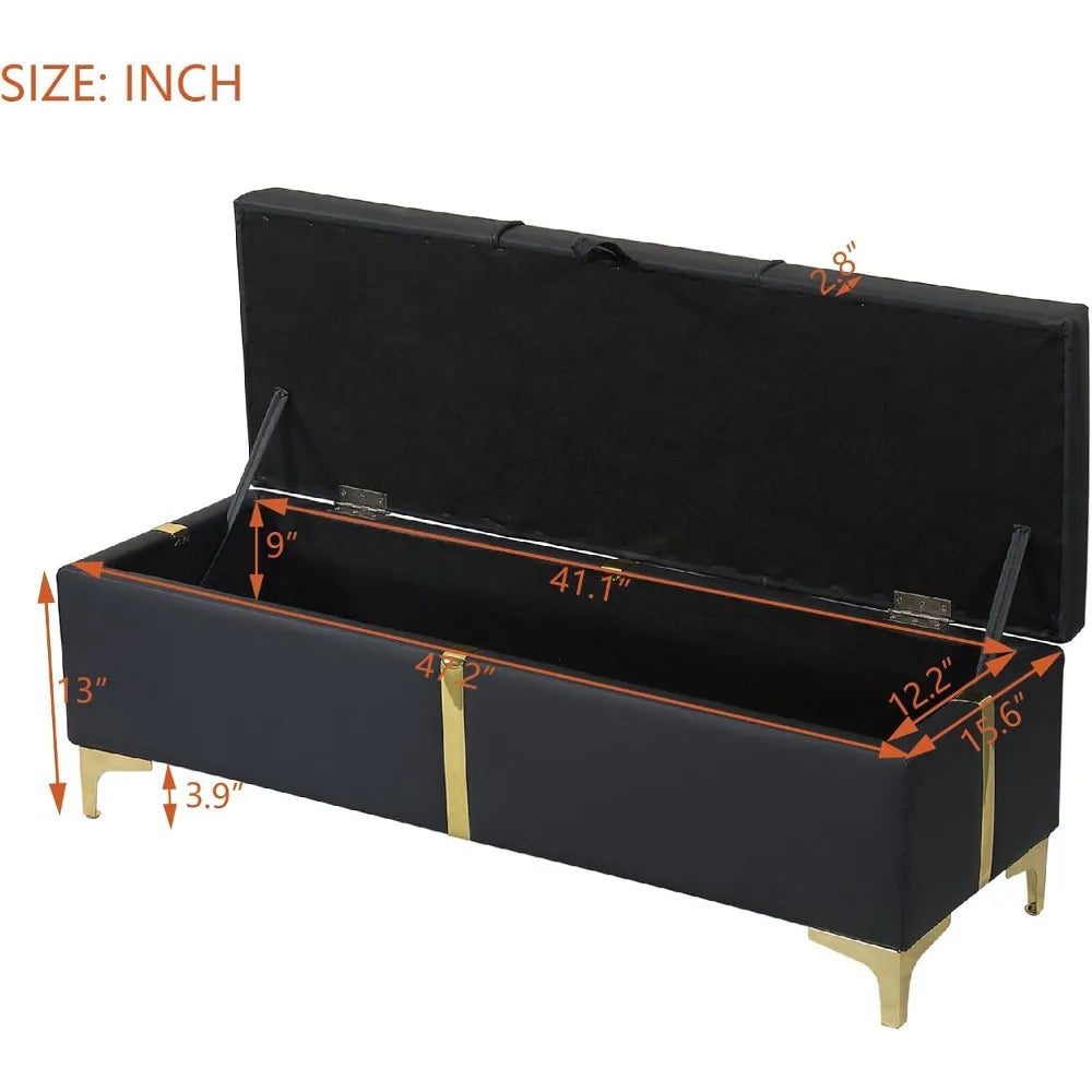 Queen Size Hydraulic Storage Bed w/Ottoman 2 Piece, Black