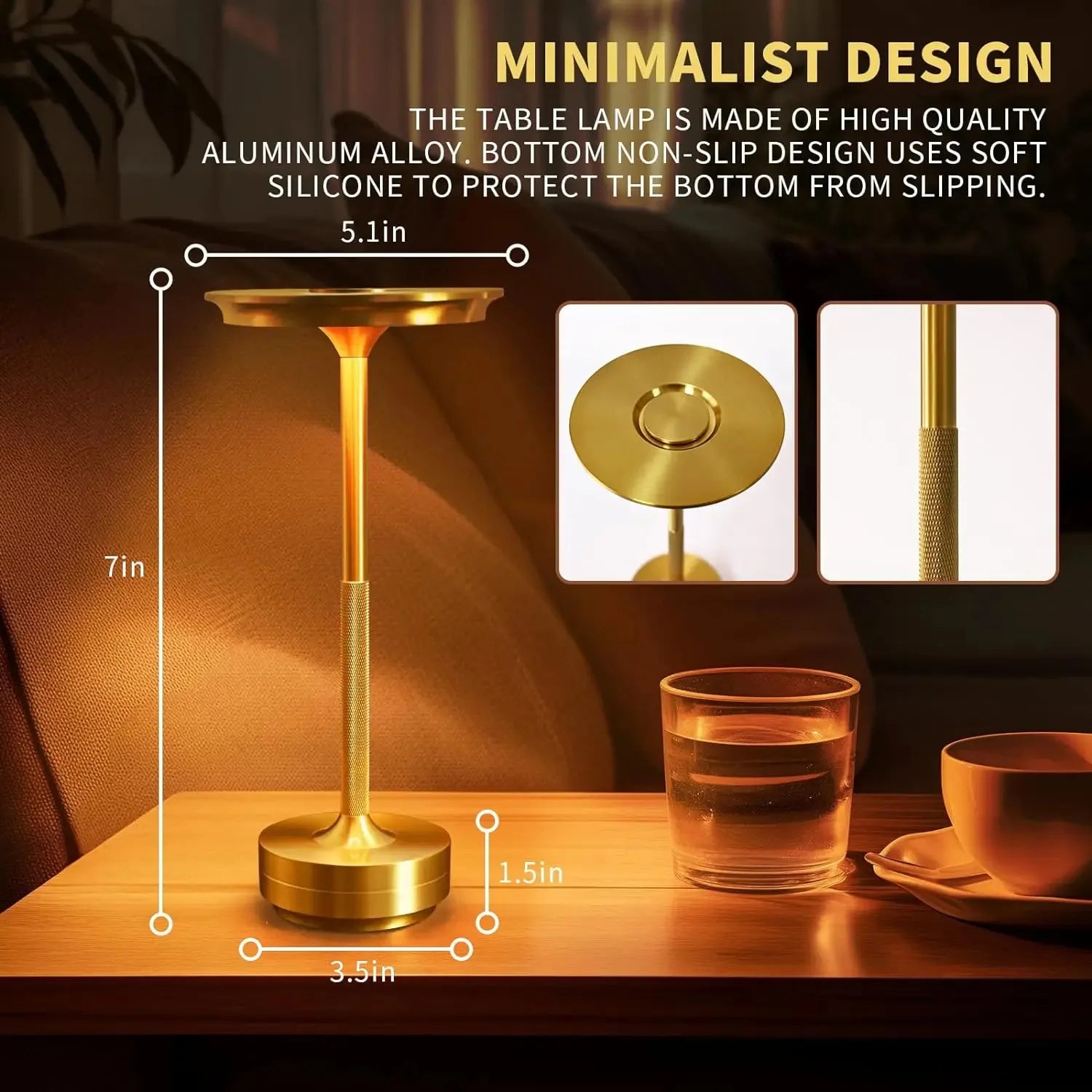 2PCS Rechargeable Wireless Table Lamp USB-C, Desk Lamp