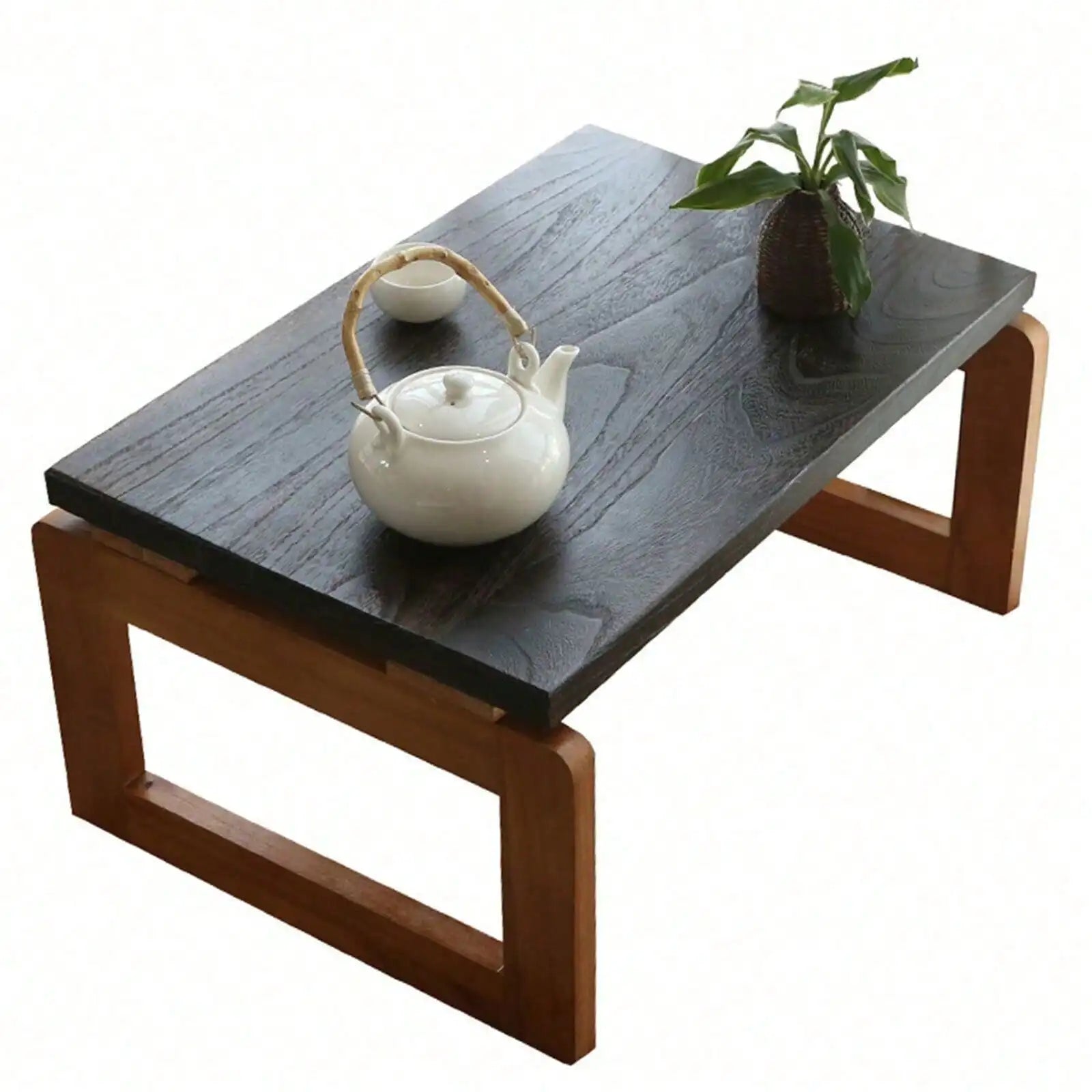 Brown Wooden Folding Coffee Table - Versatile Low Tea Table