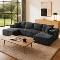 132IN 8-PC Corduroy Modular U-Shaped Sectional Sofa, Double Chaise, Seats 6