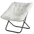 JHK 28IN Saucer Chair Padded Faux Fur Folding Metal Frame