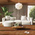 116" 4 Seat Sectional Couch Ottoman, Curved Back Sofa Oversized
