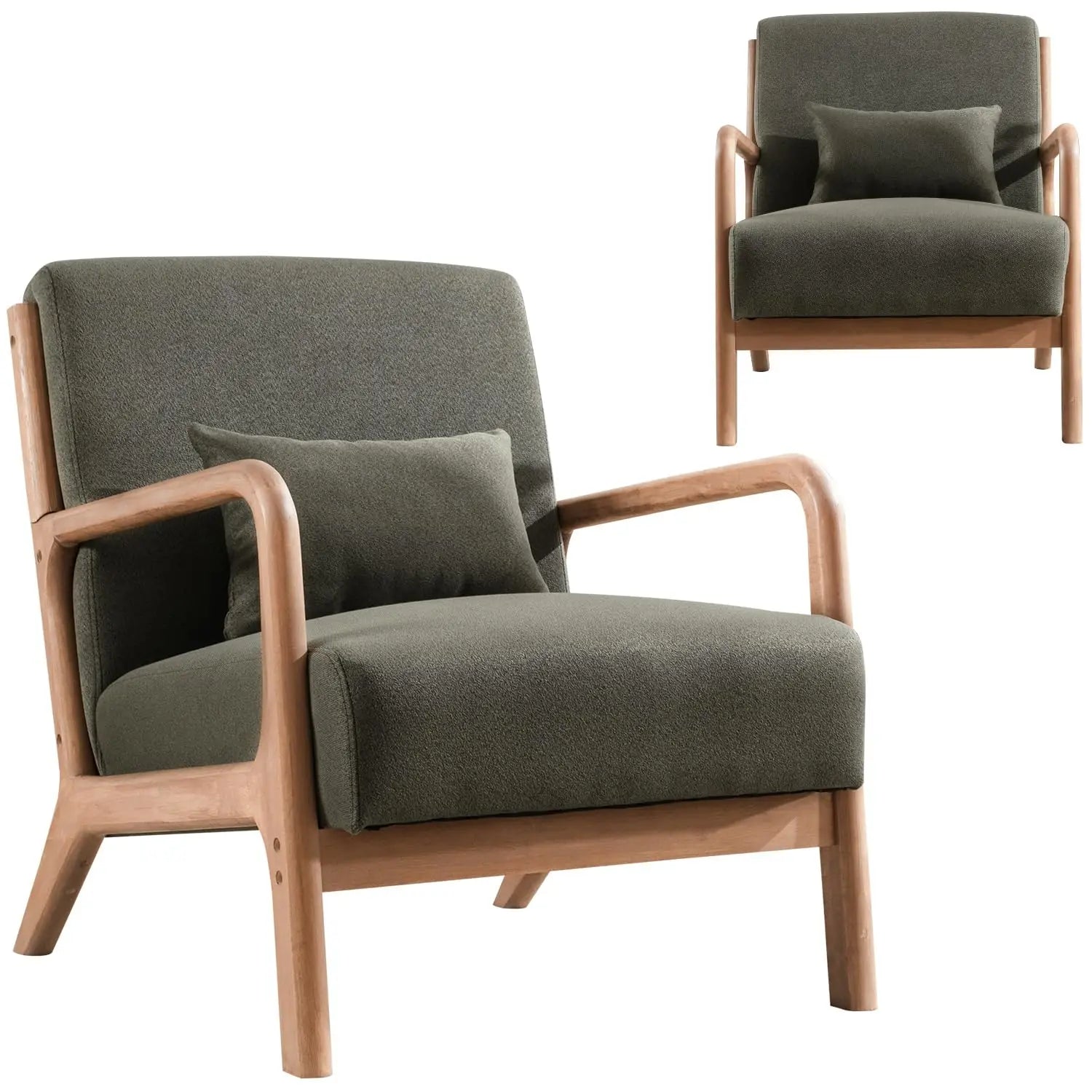 Mid-Century Modern Accent Chair Upholstered with Waist Cushion