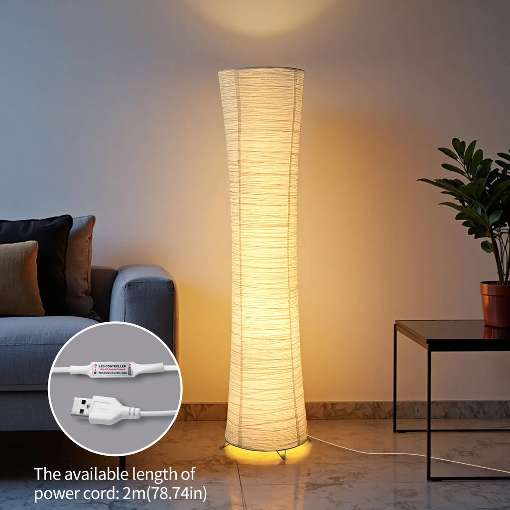 Paper floor lamp, chrome-plated, LED light strip, festival lantern