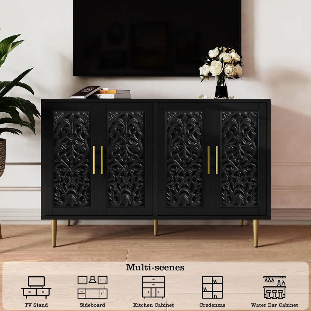 47.8" Accent 4-Door Carving Buffet Cabinet with Storage
