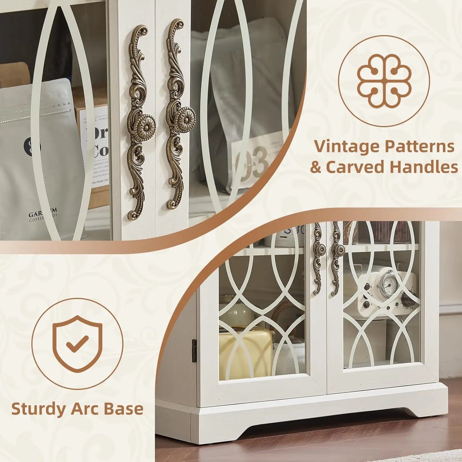 67" Wood Bookshelf Glass Doors 5-Tier Adjustable Shelves , Office White