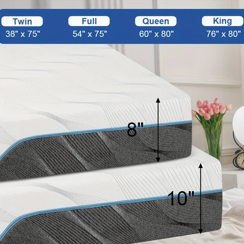 Queen Mattress, 8/10IN Medium - Extra Firm Dual Sides, Flippable