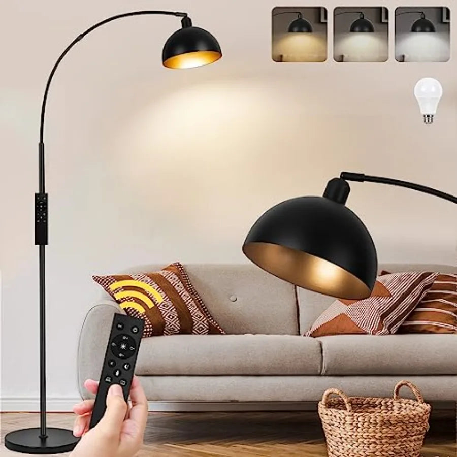 Dimmable Arched Floor Lamp Remote Control 2700-6000K 9W LED Bulb Included