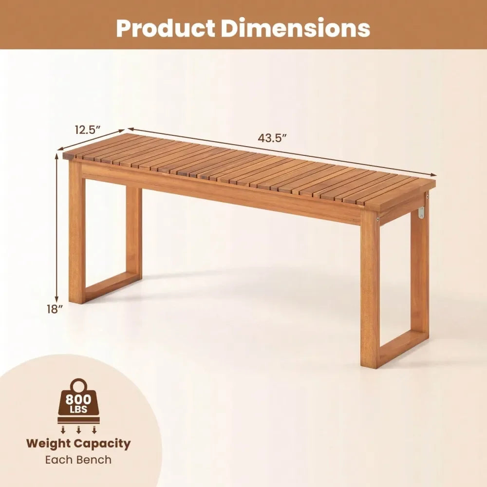 Wood Outdoor Garden Bench Slatted Seat 800 Lbs Capacity