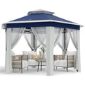 13'x13' Heavy Duty Pop Up Gazebo/Canopy Tent W/Mosquito Netting Double Roof