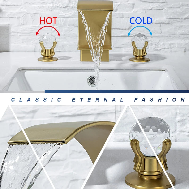 Deck Mount Basin Dual Handle Cold/Hot Crane Taps