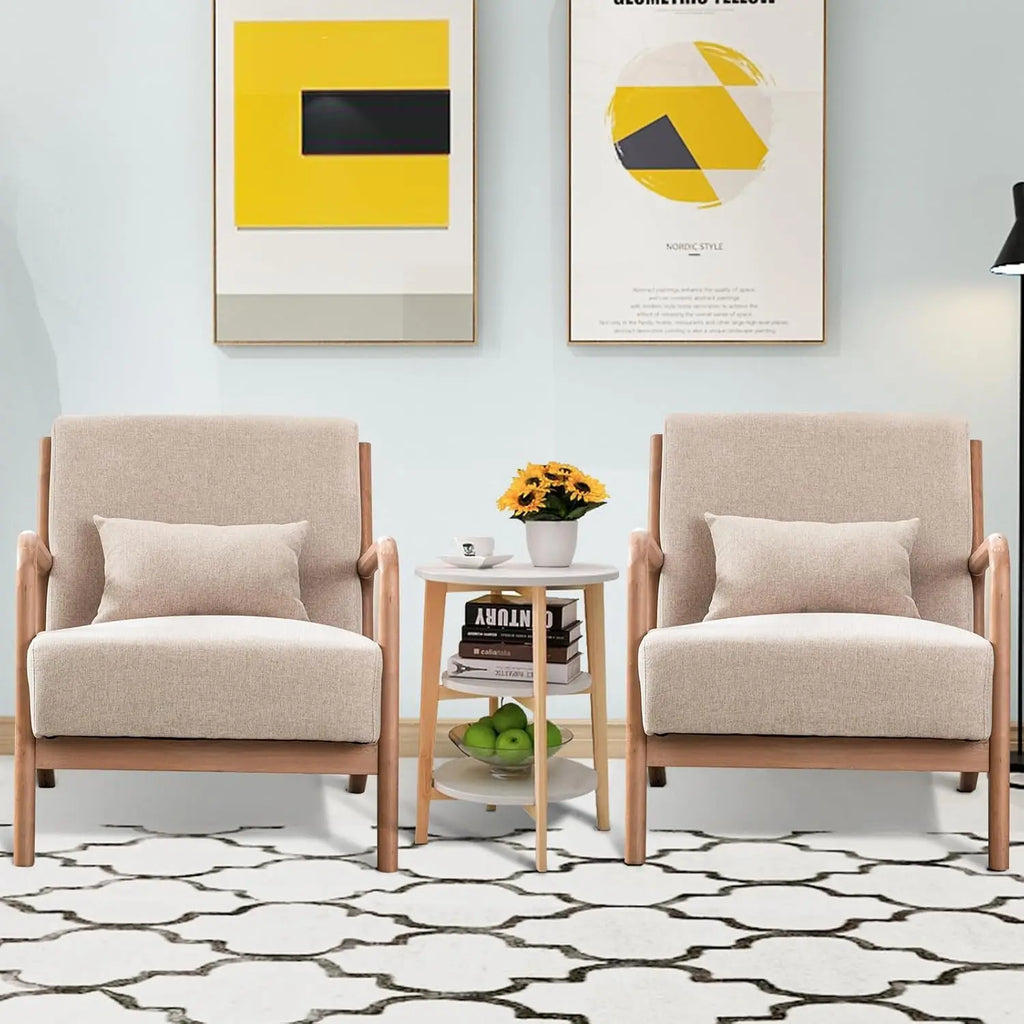 Mid-Century Modern Accent Chair Upholstered with Waist Cushion