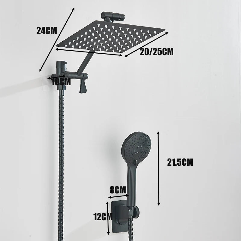 Rainfall 8"/10" High-Pressure Shower Head Concealed 2-In-1 Set,