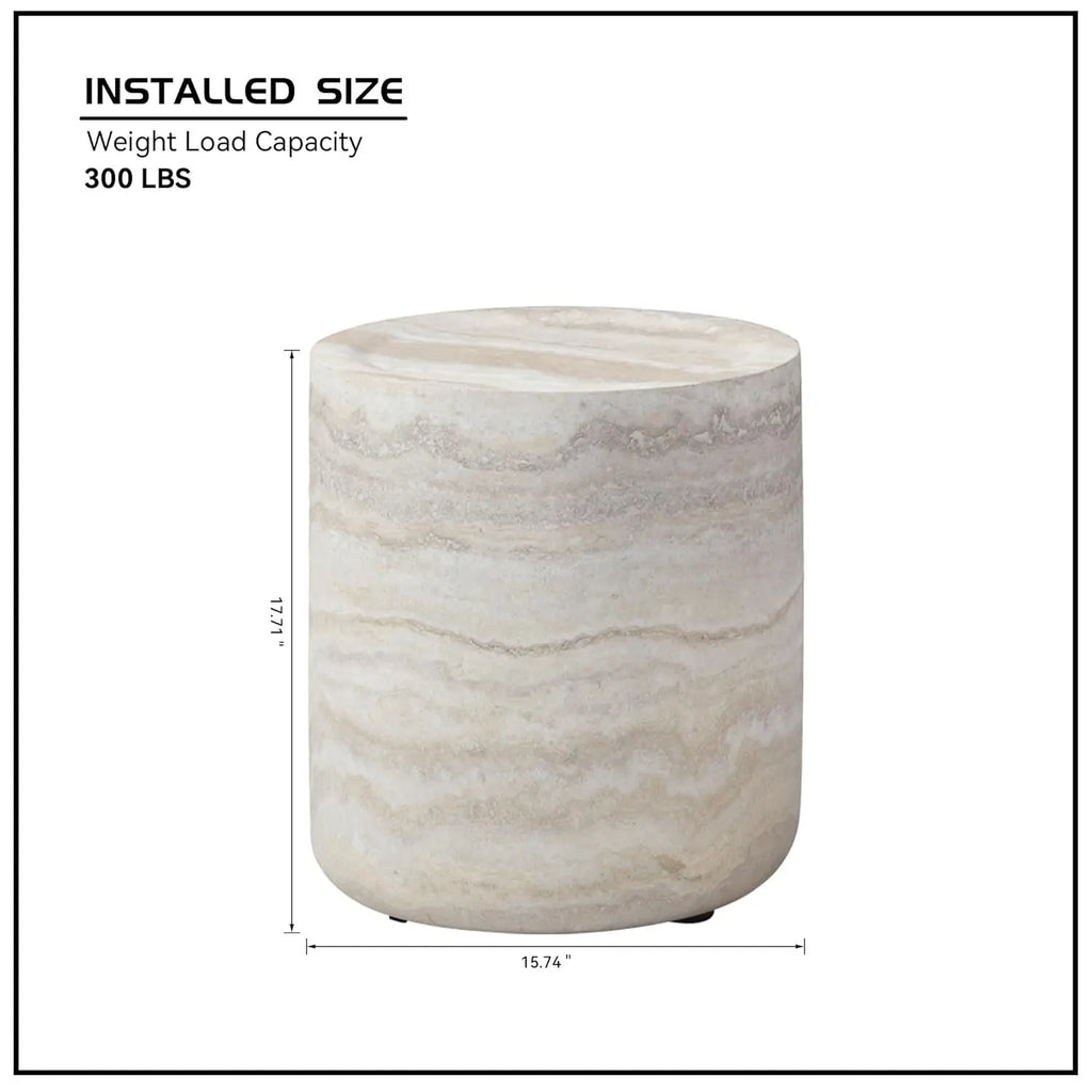 Set of 2 Round Coffee Table, Marble Grain Circke NestingTable