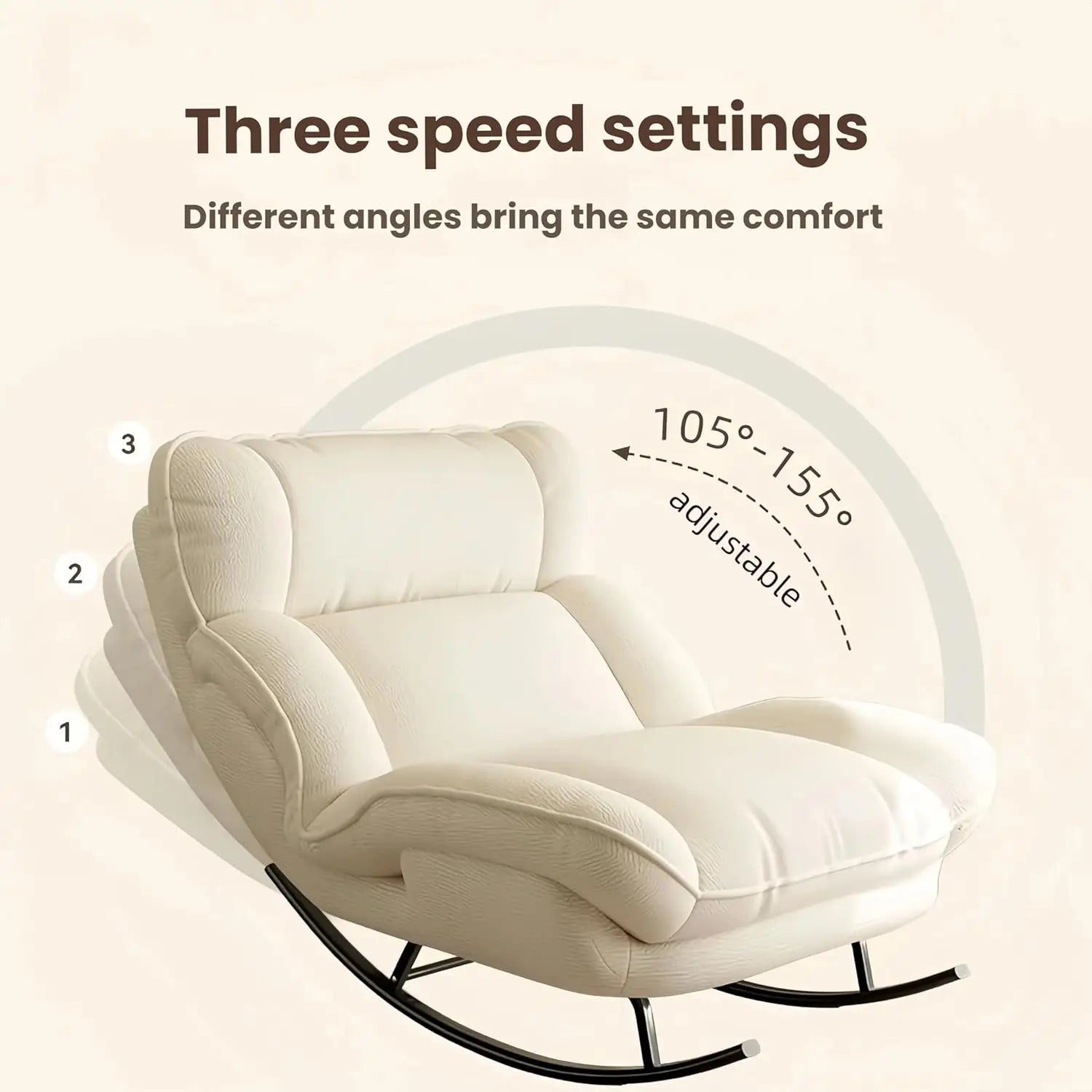 Ergonomic Sofa, Rocking Chair, Metal Frame, Adjustable Backrest