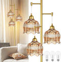 68IN Gold Floor Lamp Unique Glass Shades Includes 3 Bulbs