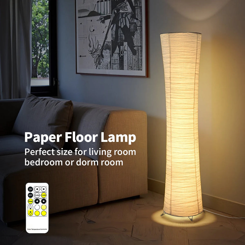 Paper floor lamp, chrome-plated, LED light strip, festival lantern