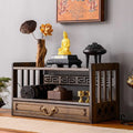 Walnut Meditation  Floor Altar Table, Low 2-Tier Japanese/Puja Table, Drawer