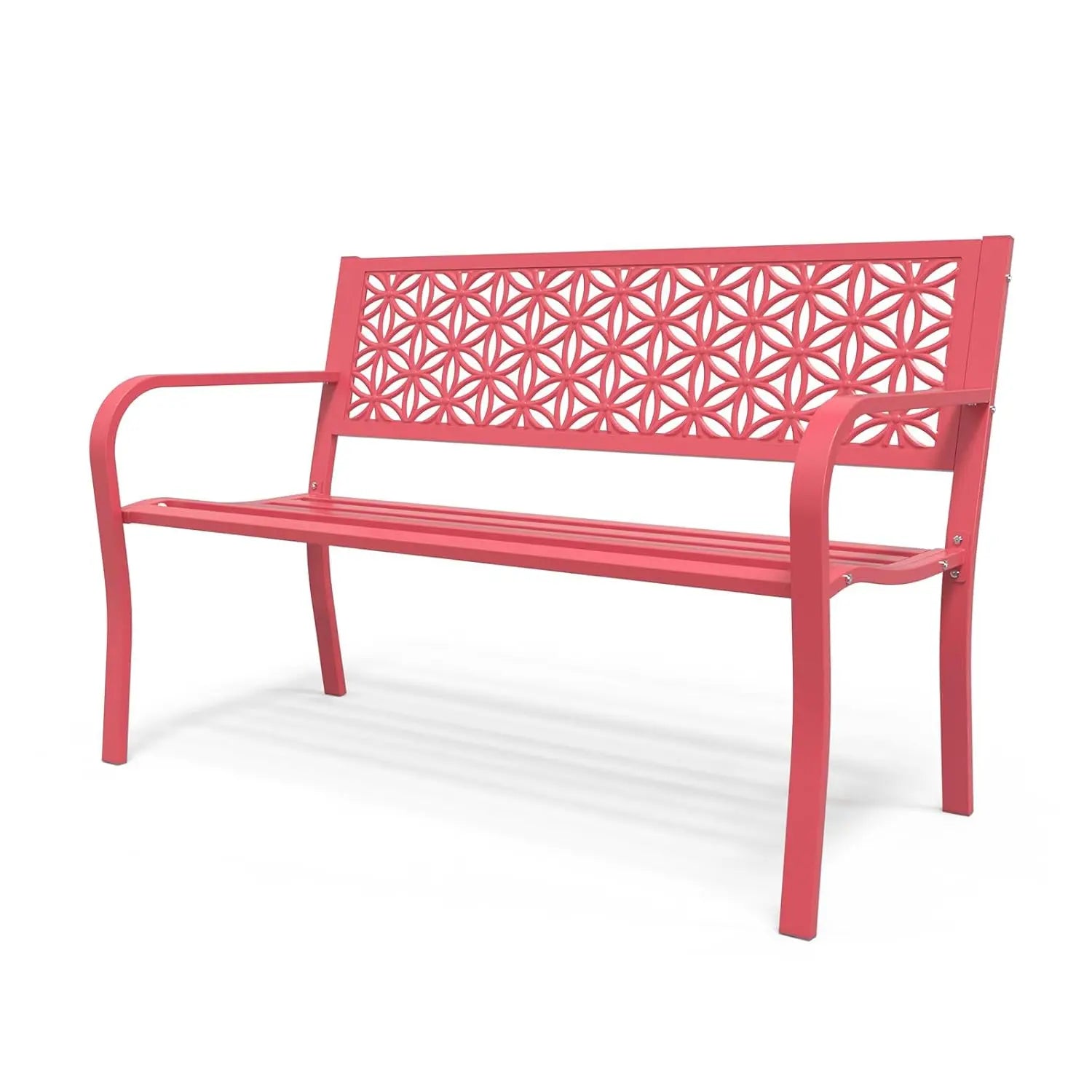 50" Metal Garden Bench Floral Back, 800lb Capacity