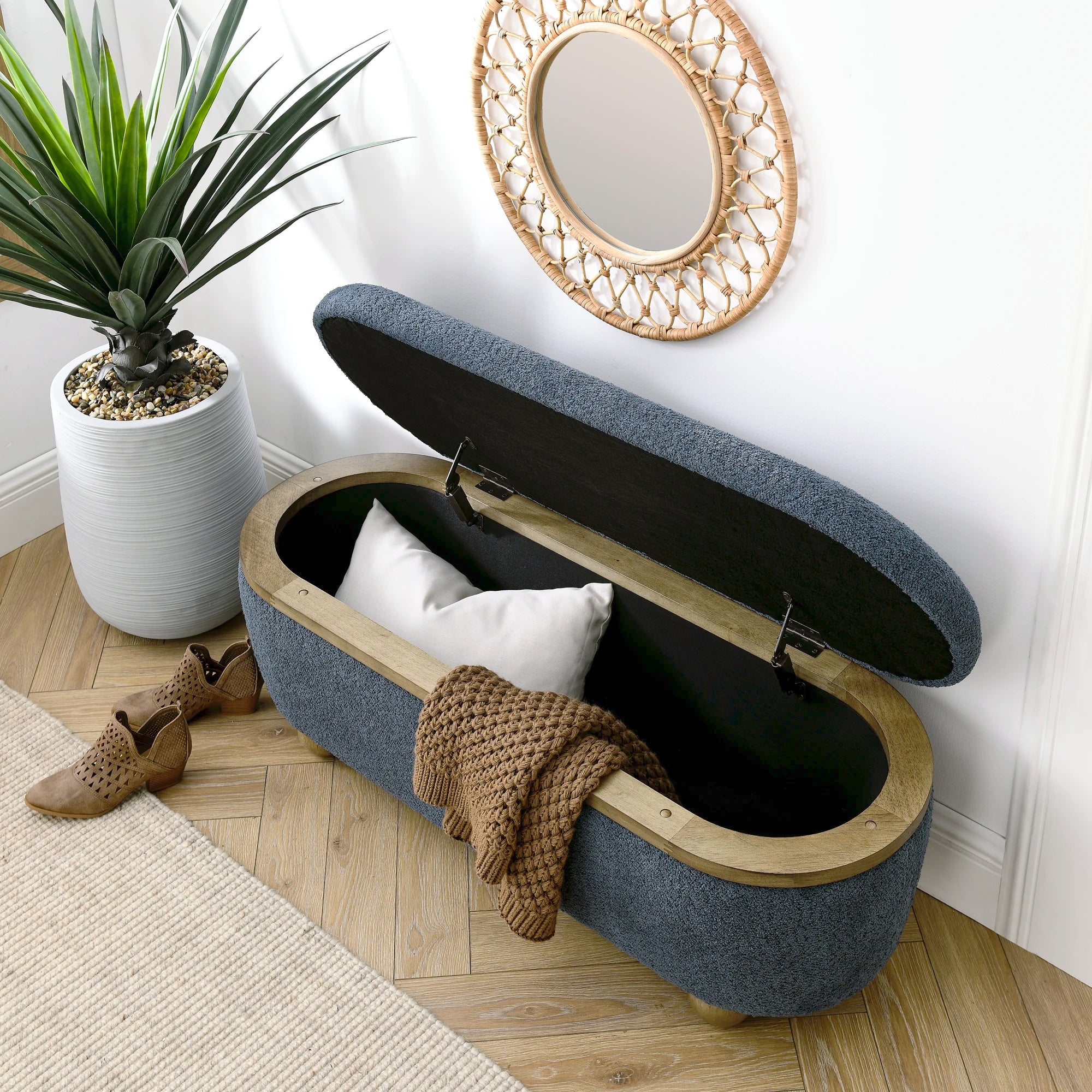 43.31" Ottoman Bench, Hidden Storage, Footrest Stool