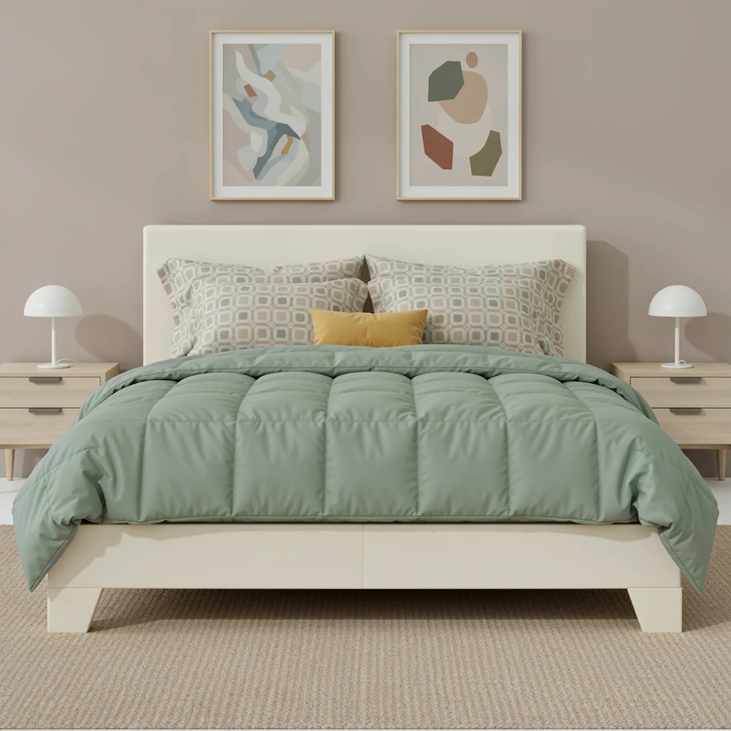 Upholstered Bed Frame, Adjustable Linen Headboard, Sturdy Wood Slats