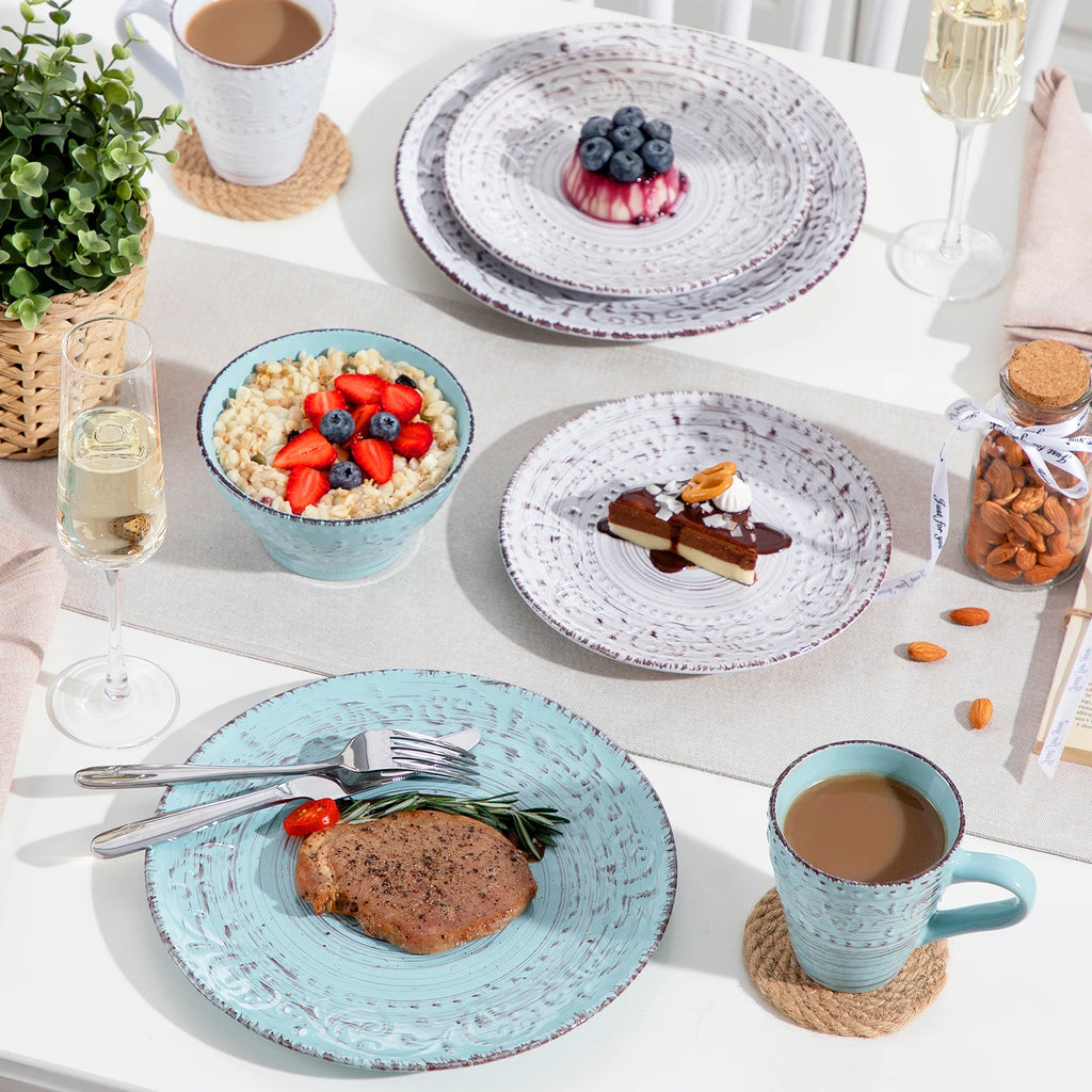 VINE Stoneware Set Dinner Plate, Dessert Plate, Bowl, Mug